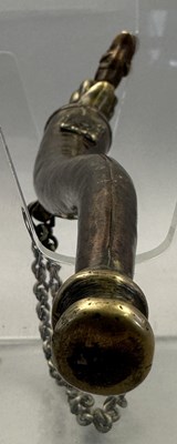 Lot 546 - A SOUTH INDIAN FLASK, POSSIBLY MALABAR 19TH CENTURY AND AN INDIAN POWDER FLASK, 19TH/20TH CENTURY