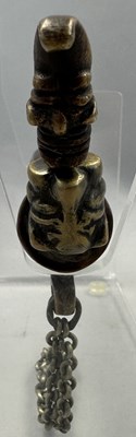 Lot 546 - A SOUTH INDIAN FLASK, POSSIBLY MALABAR 19TH CENTURY AND AN INDIAN POWDER FLASK, 19TH/20TH CENTURY