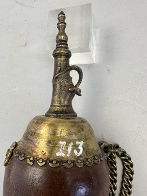 Lot 546 - A SOUTH INDIAN FLASK, POSSIBLY MALABAR 19TH CENTURY AND AN INDIAN POWDER FLASK, 19TH/20TH CENTURY