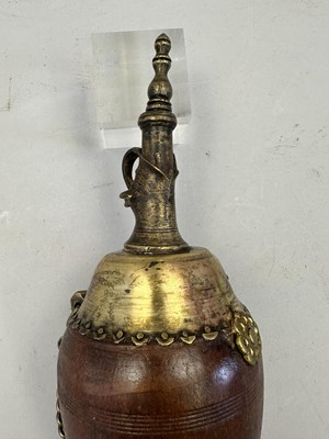 Lot 546 - A SOUTH INDIAN FLASK, POSSIBLY MALABAR 19TH CENTURY AND AN INDIAN POWDER FLASK, 19TH/20TH CENTURY