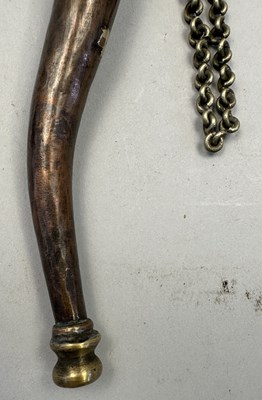 Lot 546 - A SOUTH INDIAN FLASK, POSSIBLY MALABAR 19TH CENTURY AND AN INDIAN POWDER FLASK, 19TH/20TH CENTURY