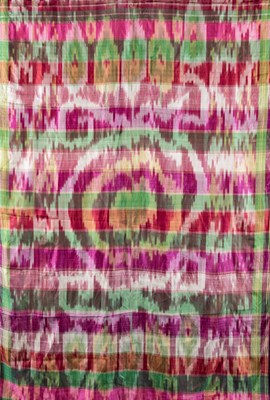 Lot 44 - A SILK IKAT LENGTH OF CLOTH