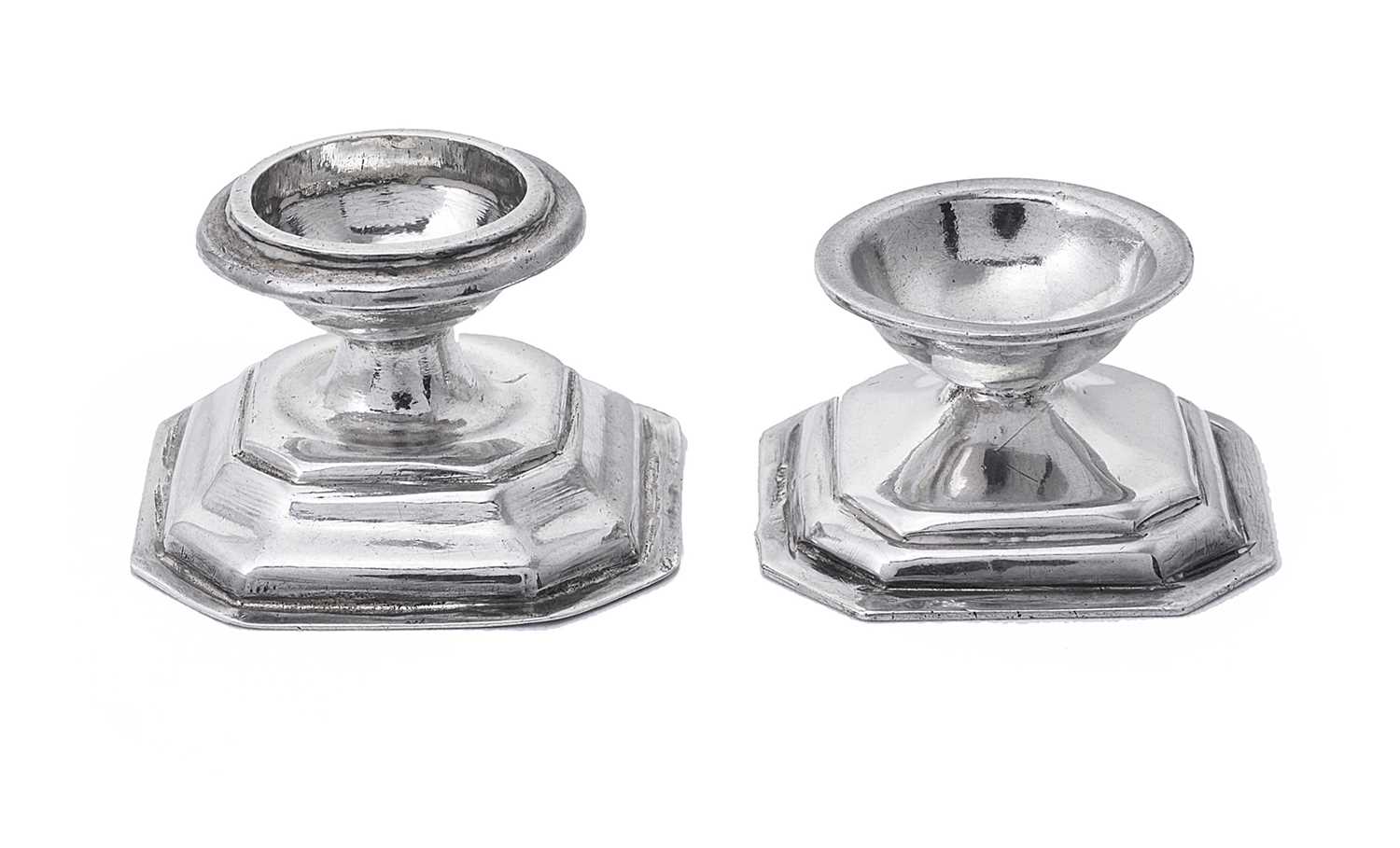 Lot 87 - TWO DUTCH SILVER MINIATURE SALT CELLARS, ONE ARNOLDUS VAN GEFFEN, ONE FREDERIK VAN STRANDT II, AMSTERDAM, SECOND QUARTER 18TH CENTURY