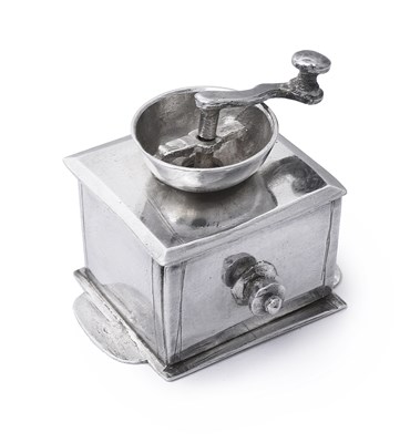 Lot 131 - A DUTCH SILVER MINIATURE COFFEE GRINDER, MAKER'S MARK IB IN MONOGRAM, POSSIBLY FOR JAN BORDUUR, AMSTERDAM, 1739