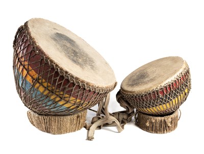 Lot 331 - â–¡  A PAIR OF METAL DRUMS (NAGARA)