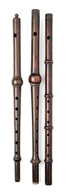 Lot 408 - â–¡ THREE WOODEN FLUTES (GHOR BAANSURI)