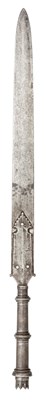Lot 57 - A VERY LARGE SOUTH INDIAN SPEAR HEAD (BARSHA), 18TH CENTURY, POSSIBLY MYSORE