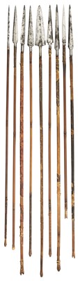 Lot 81 - NINE SOUTH INDIAN ARROWS, 17TH/18TH CENTURY, POSSIBLY MADRAS