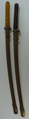 Lot 100 - TWO JAPANESE TYPE 95 NCO SWORDS SHIN-GUNTÃ” (MILITARY SWORDS)