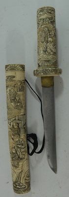 Lot 105 - A JAPANESE DECORATIVE TANTÃ” (DAGGER), 1880-1900