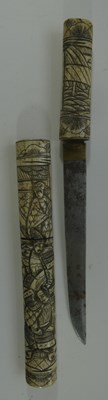 Lot 108 - A JAPANESE BONE-MOUNTED TANTÃ”, 19TH CENTURY