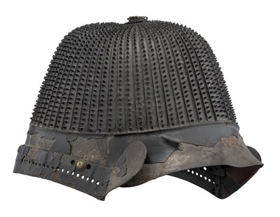 Lot 116 - A JAPANESE KOBOSHI KABUTO BACHI (HELMET BOWL WITH SMALL STANDING RIVETS) IN GOSHOZAN STYLE