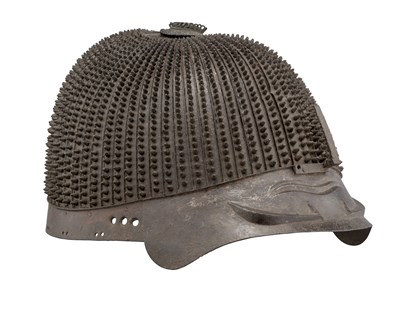 Lot 117 - A JAPANESE KOBOSHI KABUTO BACHI (HELMET BOWL WITH SMALL STANDING RIVETS) IN GOSHOZAN STYLE