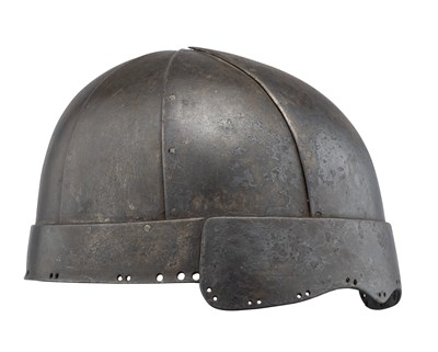 Lot 118 - A JAPANESE HINENO-STYLE ZUNARI KABUTO BACHI ('HEAD-SHAPED' HINENO HELMET BOWL). SIGNED HARUTA