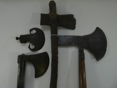 Lot 161 - AN INDIAN AXE, 19TH CENTURY AND THREE FURTHER AXES