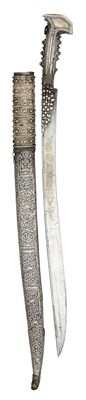 Lot 184 - ËœAN OTTOMAN BALKAN SILVER-MOUNTED SHORTSWORD (YATAGHAN), MID-19TH CENTURY