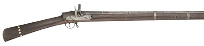 Lot 207 - ËœAN 8 BORE INDIAN PERCUSSION RIFLE, 19TH CENTURY, WITH EARLIER OTTOMAN BARREL
