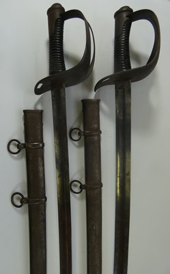 Lot 281 - TWO CAVALRY SWORDS, PROBABLY FRENCH, AND A GROUP OF BAYONETS