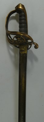 Lot 314 - A VICTORIAN 1845 PATTERN INFANTRY OFFICER'S SWORD WITH ETCHED BLADE