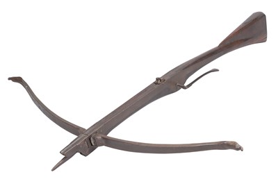 Lot 398 - A NORTH EUROPEAN CROSSBOW AND A WINDLASS FOR A CROSSBOW