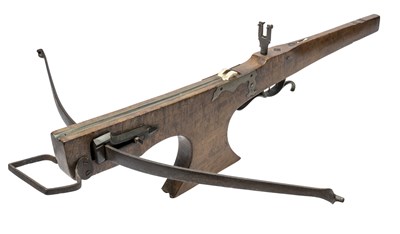 Lot 401 - ËœA FLEMISH TARGET CROSSBOW, EARLY 19TH CENTURY