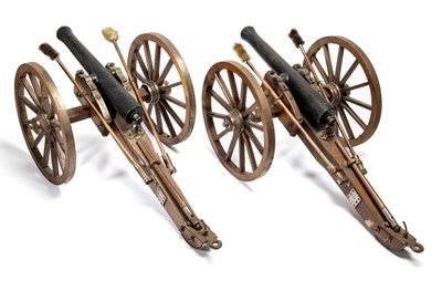Lot 418 - A PAIR OF IRON MODEL FIELD GUNS IN LATE 18TH CENTURY STYLE