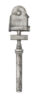 Lot 423 - A COMBINED HAND-IGNITED POWDER-TESTER, MEASURE AND WHEEL-LOCK SPANNER, LATE 17TH/EARLY 18TH CENTURY