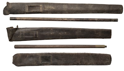 Lot 425 - A LEATHER PISTOL CLEANING ROD POUCH INSCRIBED J. MANTON AND TWO FURTHER CLEANING ROD POUCHES