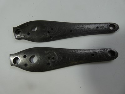 Lot 430 - A BACK-ACTION LOCKPLATE FROM A PERCUSSION SPORTING GUN BY J. BEATTIE AND ANOTHER BY R. HANSON