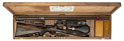 Lot 432 - THE FINE CASED SCOTTISH .451 CALIBRE ALEXANDER HENRY PATENT PERCUSSION RIFLE FOR SPORTING AND TARGET