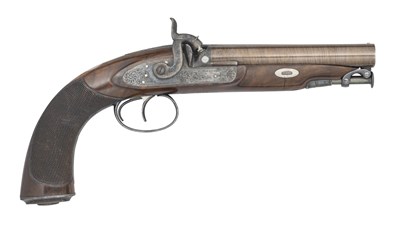 Lot 458 - A 22 BORE PERCUSSION HOWDAH PISTOL BY MAYBURY, BIRMINGHAM PROOF MARKS, CIRCA 1840
