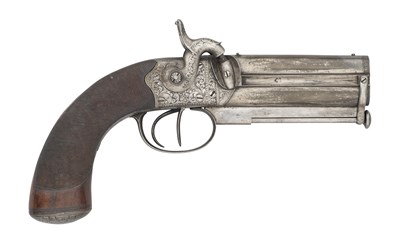 Lot 459 - A 28 BORE PERCUSSION OVER-AND-UNDER PERCUSSION PISTOL BY D. EGG, LONDON, CIRCA 1830