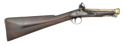 Lot 468 - A COMPOSITE FLINTLOCK BLUNDERBUSS CARBINE, THE BARREL SIGNED BARBAR LONDON, CIRCA 1780
