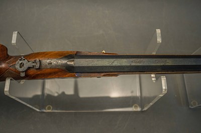 Lot 33 - A 120 BORE BAVARIAN BREECH-LOADING BUTT-RESERVOIR AIR GUN BY F. FACKLER IN AICHACH, MID-19TH CENTURY
