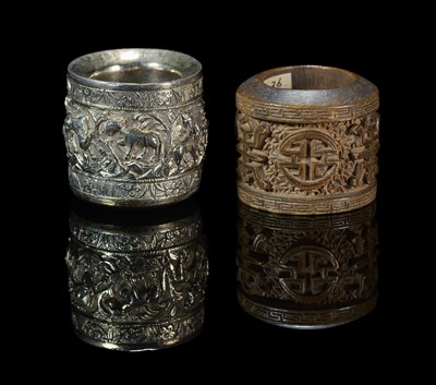 Lot 75 - TWO CHINESE ARCHERS RINGS, QING DYNASTY, 19TH CENTURY