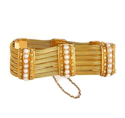Lot 311 - GOLD AND PEARL BRACELET, 1870s