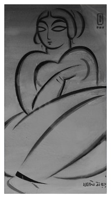 Lot 253 - JAMINI ROY (INDIAN 1887-1972): NUDE FEMALE