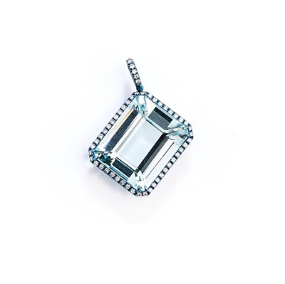 Lot 469 - MARGHERITA BURGENER: AQUAMARINE AND DIAMOND PENDANT