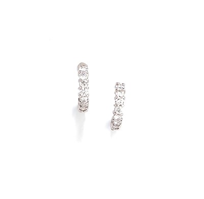 Lot 450 - TWO PAIRS OF DIAMOND EARRINGS