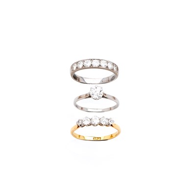 Lot 361 - THREE DIAMOND RINGS
