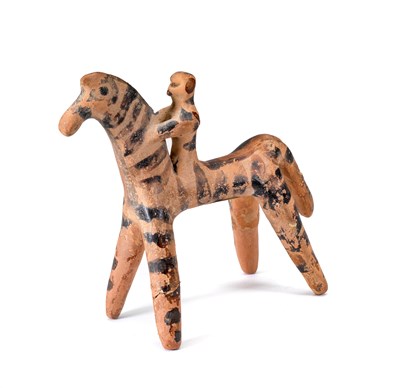 Lot 249 - â“Œ A BOEOTIAN TERRACOTTA HORSE AND RIDER