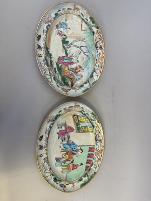 Lot 69 - A PAIR OF CHINESE FAMILLE-ROSE OVAL DISHES, QING DYNASTY, CIRCA 1830
