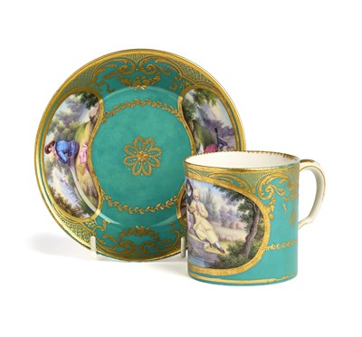 Lot 4 - A SEVRES CUP AND SAUCER, THE PORCELAIN LATE 18TH CENTURY
