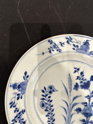 Lot 48 - TWO CHINESE EXPORT BLUE AND WHITE PLATES, QING DYNASTY, KANGXI PERIOD (1662-1722)