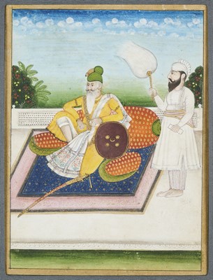 Lot 316 - A PORTRAIT OF A SIKH NOBLEMAN, PUNJAB, MID-19TH CENTURY