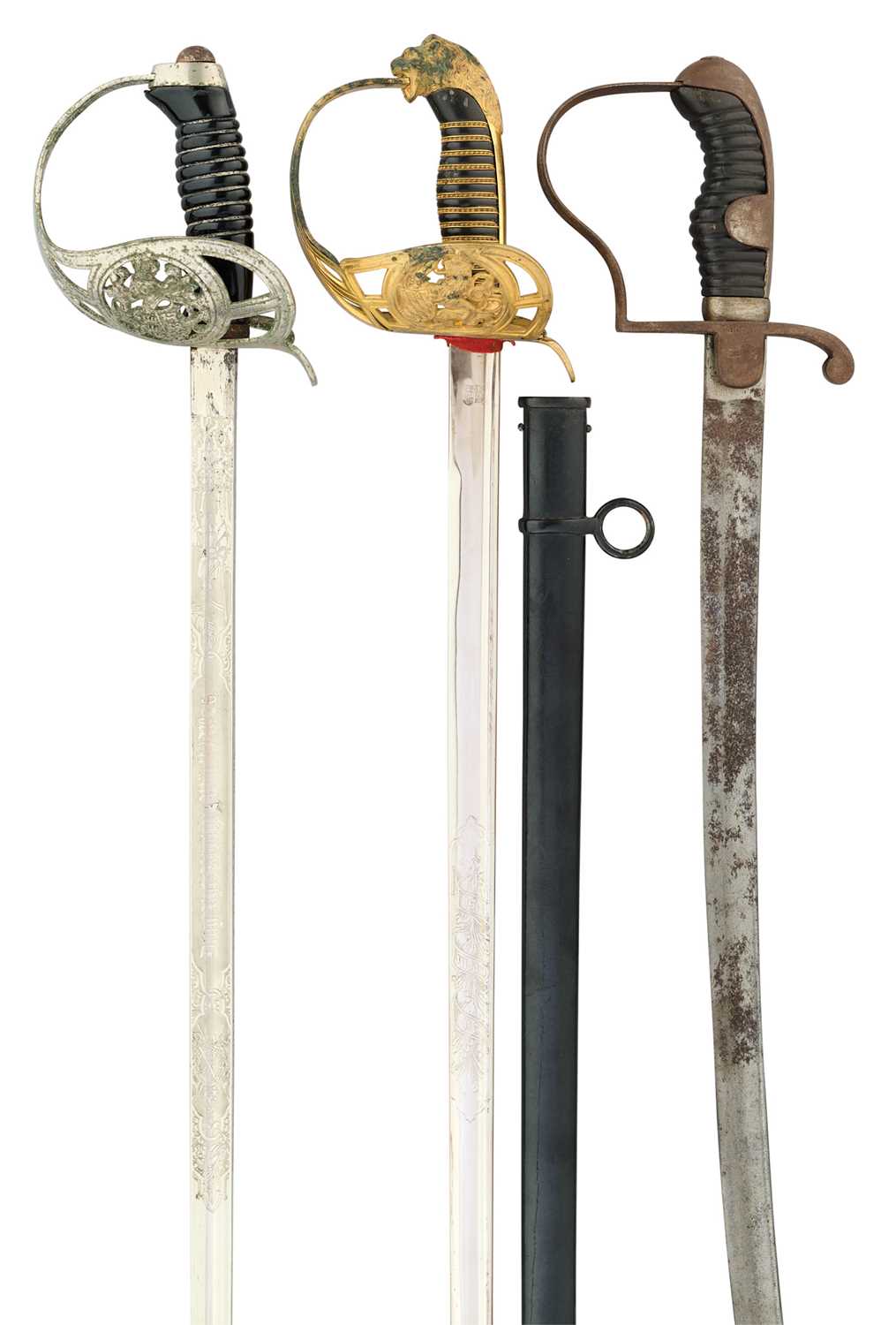 Lot 588 - AN IMPERIAL GERMAN MODEL 1889 KINGS DRAGOON REGT NR. 26 CAVALRY SWORD, A BAVARIAN OFFICER'S SWORD, AND AN IMPERIAL GERMAN CAVALRY SWORD, LATE 19TH CENTURY