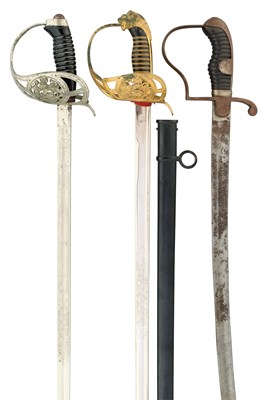 Lot 588 - AN IMPERIAL GERMAN MODEL 1889 KINGS DRAGOON REGT NR. 26 CAVALRY SWORD, A BAVARIAN OFFICER'S SWORD, AND AN IMPERIAL GERMAN CAVALRY SWORD, LATE 19TH CENTURY