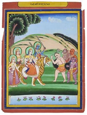 Lot 325 - A SCENE FROM THE DEVIMAHATMYA, RAJASTHAN, PROBABLY JAIPUR, CIRCA 1900