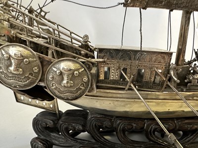 Lot 40 - A RARE LARGE CHINESE EXPORT SILVER WAR JUNK, MARKED W.O.CO., PROBABLY WING ON & CO. OF HONG KONG, CIRCA 1930