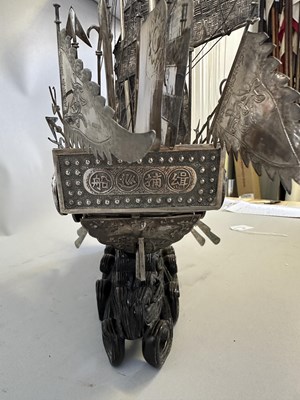 Lot 40 - A RARE LARGE CHINESE EXPORT SILVER WAR JUNK, MARKED W.O.CO., PROBABLY WING ON & CO. OF HONG KONG, CIRCA 1930